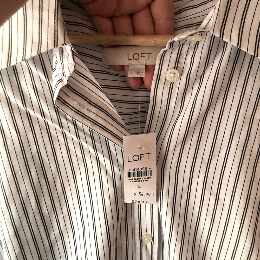 Loft Cotton & Modal Button Up Long Sleeve Tunic Blouse - Picture 5 of 11